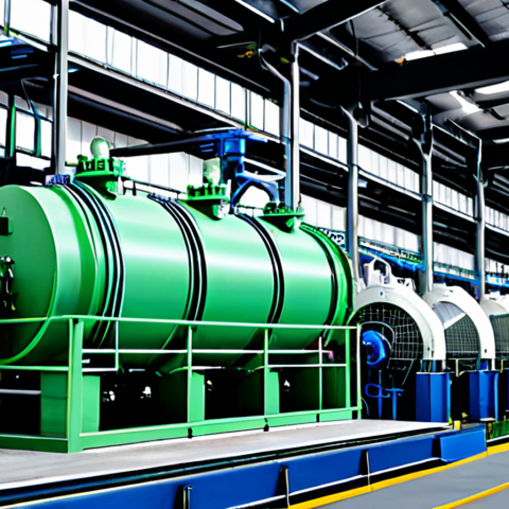 Green Steel Production**
"A modern steel plant utilizing green hydrogen, showcasing advanced electrolysis equipment and a clean, efficient production line. Fully clothed engineers are monitoring the process. Background: a wind farm providing renewable energy. Focus on innovation and sustainability. Safe for work, appropriate content, fully clothed, professional, perfect anatomy, natural proportions, high resolution, realistic rendering."
**