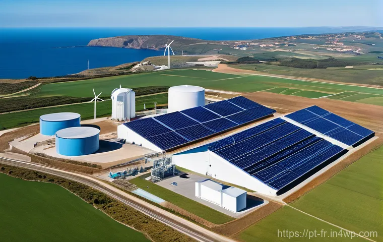 그린 수소 생산 방식의 종류 - **Green Hydrogen Hub on the Portuguese Coast**
**Prompt:** A panoramic view of a state-of-the-ar...