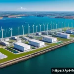 Home 20 그린 수소 경제 발전을 위한 정부 지원 정책 - **Prompt: "A futuristic and vibrant scene depicting the Sines industrial complex in Portugal, transf...